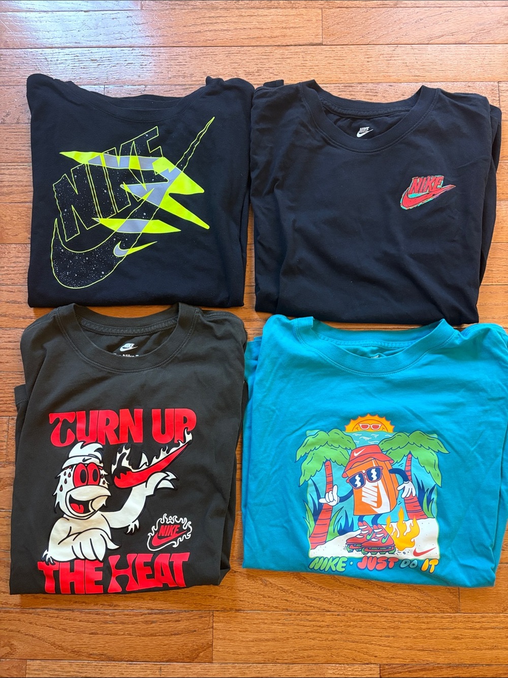 Nike Kids Short-Sleeve Tees - Black, Teal & Neon Yellow Accents